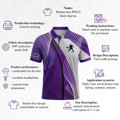 Custom Pickleball Polo Shirt Purple Design