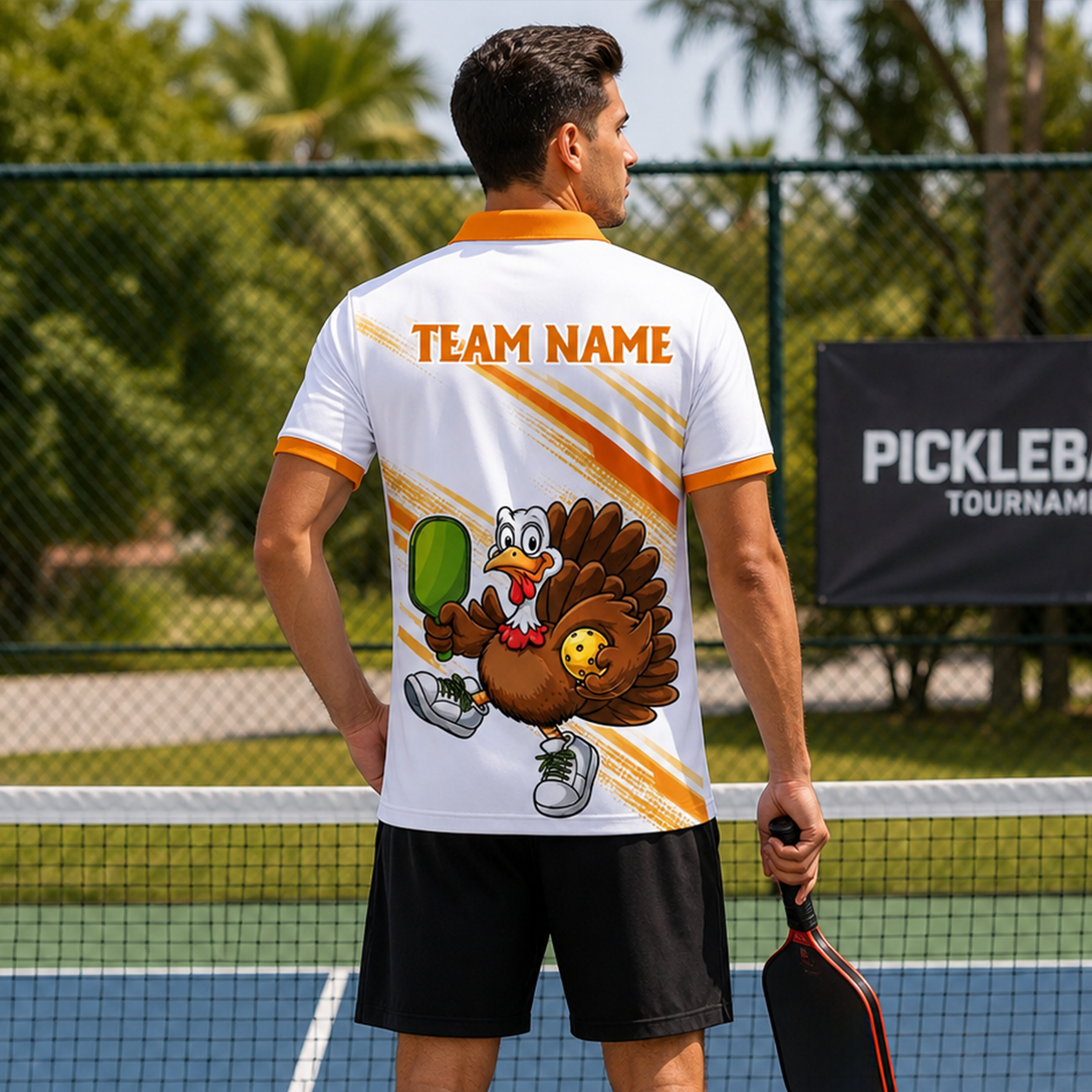 Funny Turkey Pickleball Polo Shirt