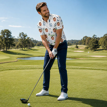 Custom Face Best Dad By Par Golf Polo