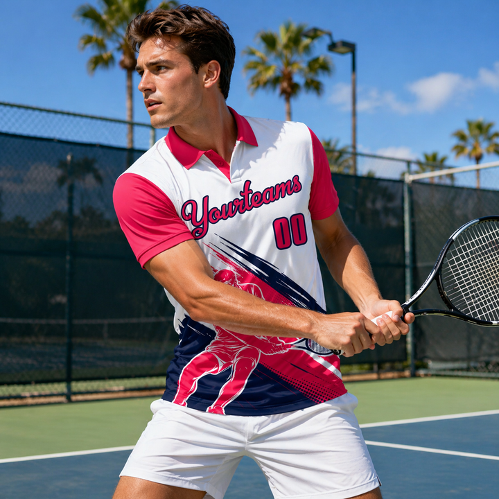 Custom Name & Number Athletic Tennis Polo Shirt