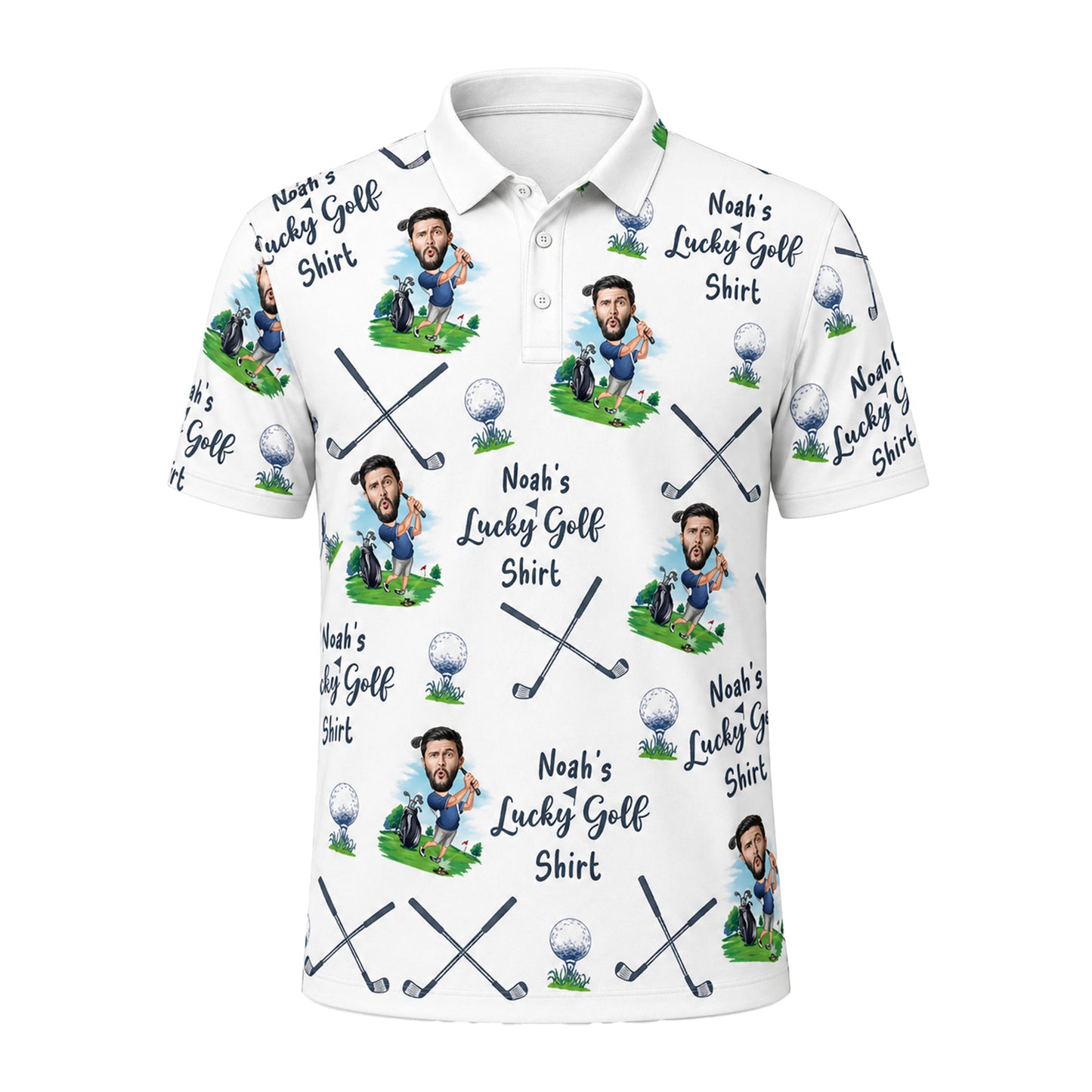 Men's Custom Face & Name Golf Polo