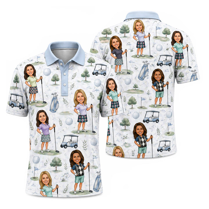 Custom Face Caricature Golf Polo Shirt