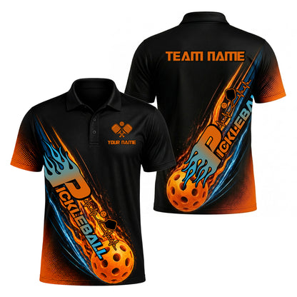 Custom Pickleball Team Polo Shirt Fire Design