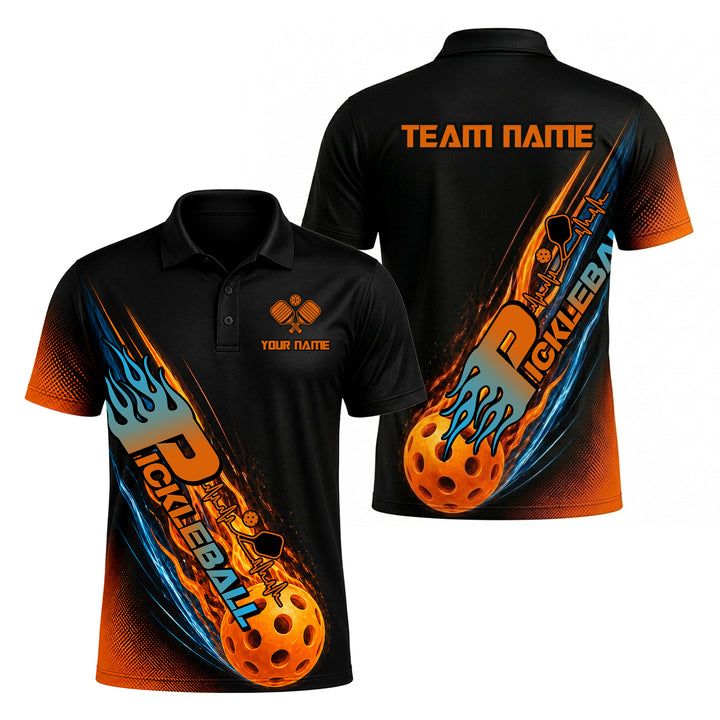 Custom Pickleball Team Polo Shirt Fire Design
