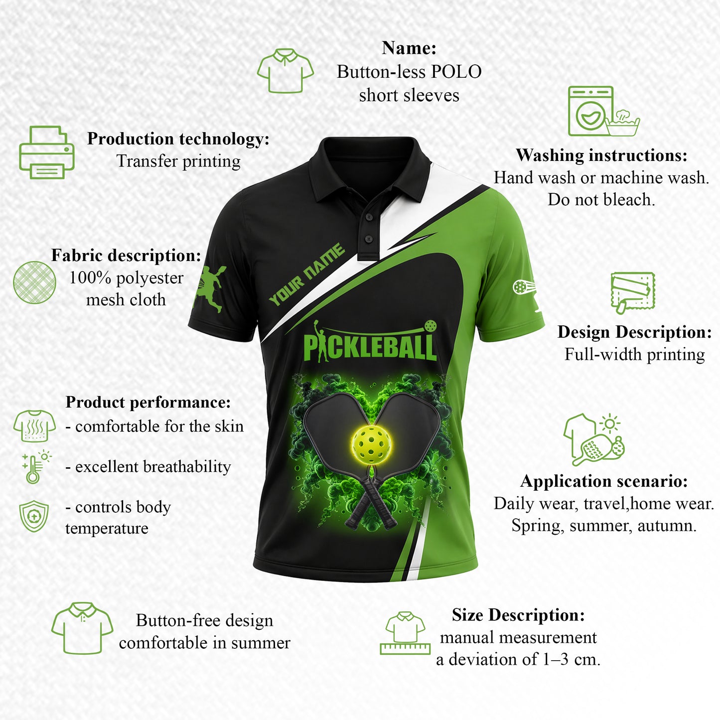 Custom Neon Pickleball Polo Shirt