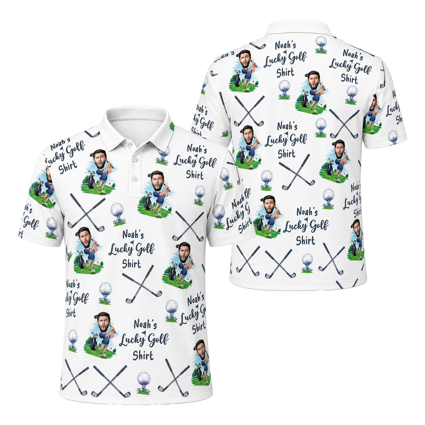Men's Custom Face & Name Golf Polo