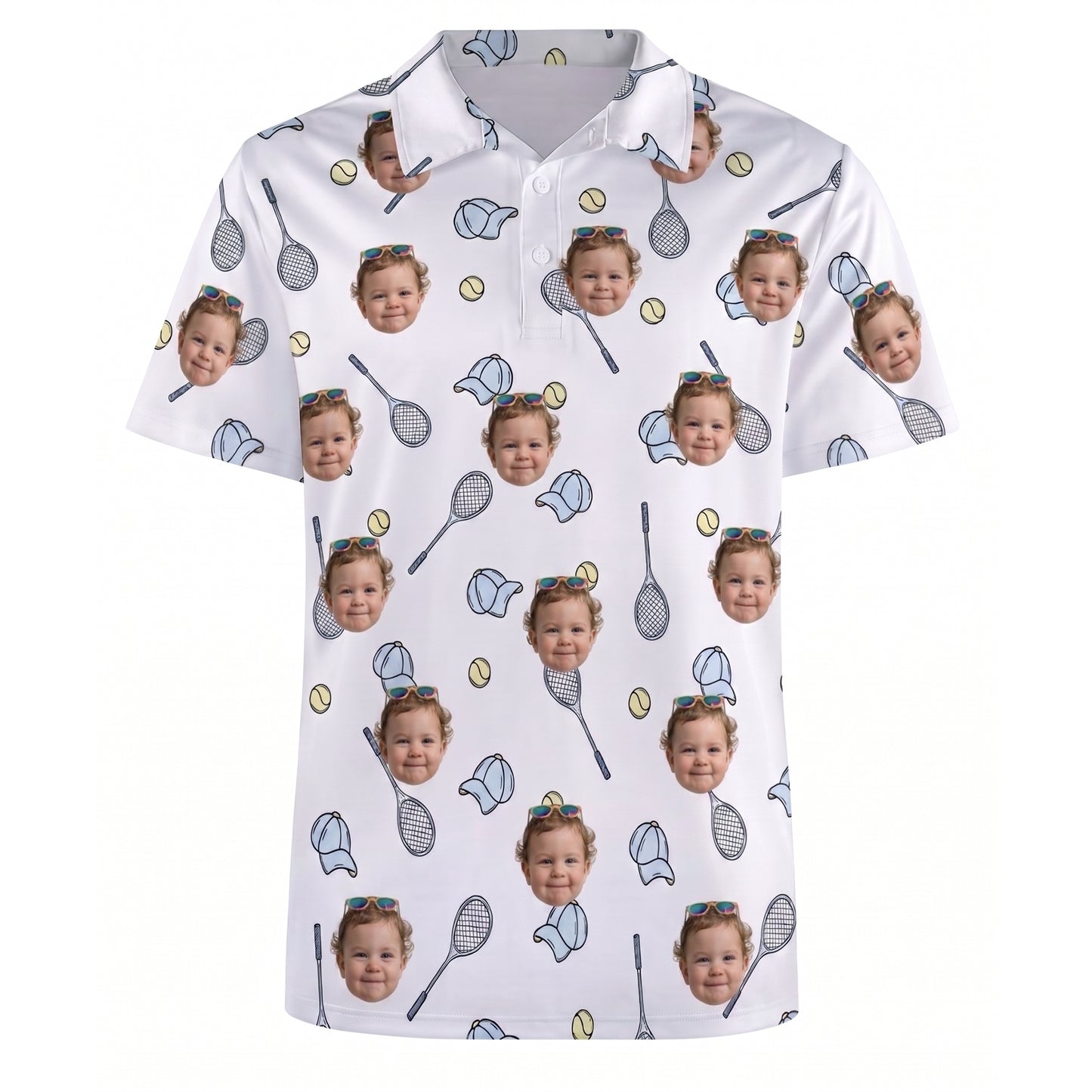 Custom Face Men's Tennis Polo Shirt Sporty Pattern