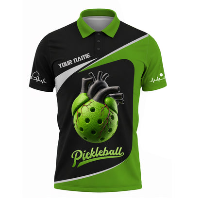 Custom Pickleball Heart Graphic Polo Shirt