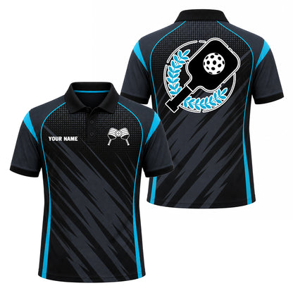 Custom Pickleball Polo Black Blue