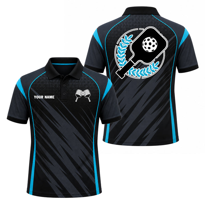 Custom Pickleball Polo Black Blue