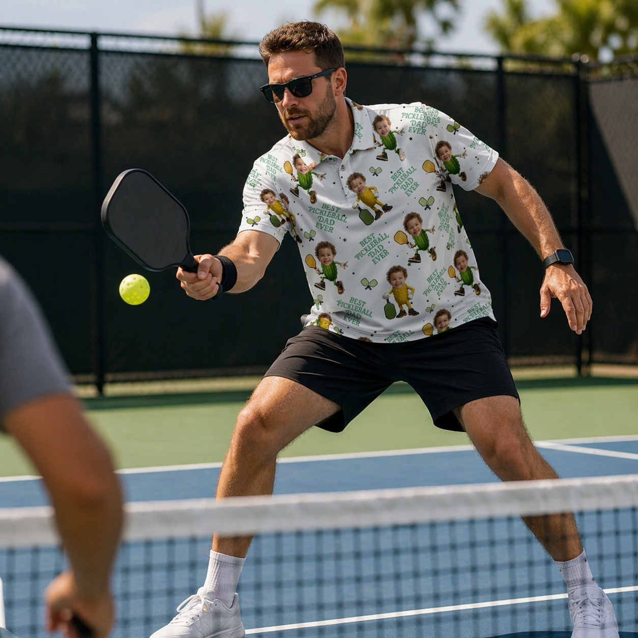 Custom Face Pickleball Dad Polo Shirt