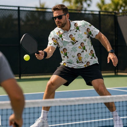 Custom Face Pickleball Dad Polo Shirt