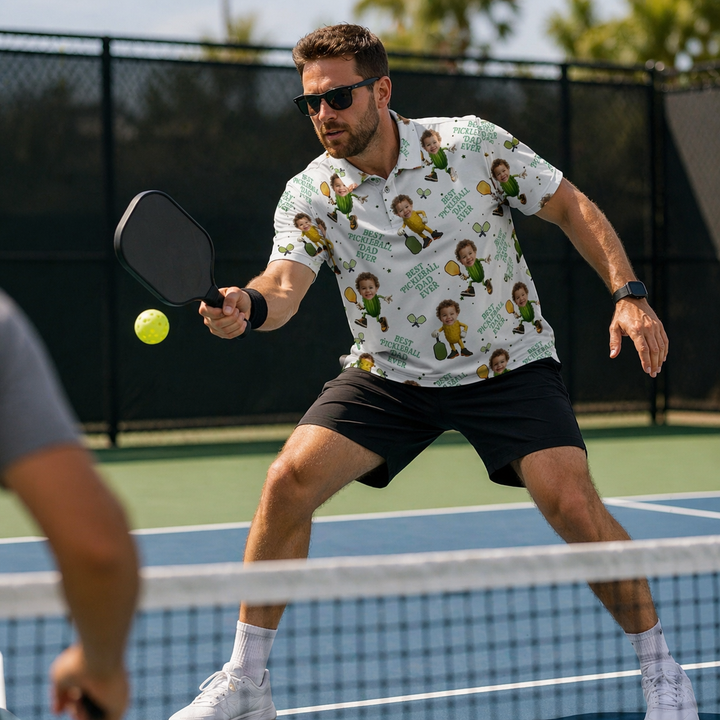 Custom Face Pickleball Dad Polo Shirt