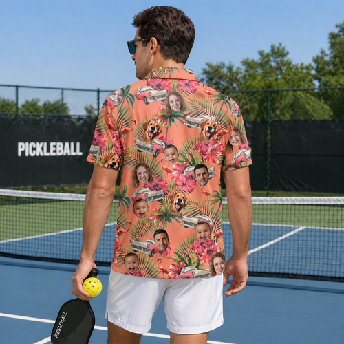 Custom Face Tropical Pickleball Shirt
