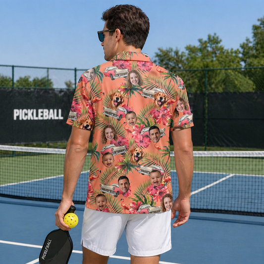 Custom Face Tropical Pickleball Shirt