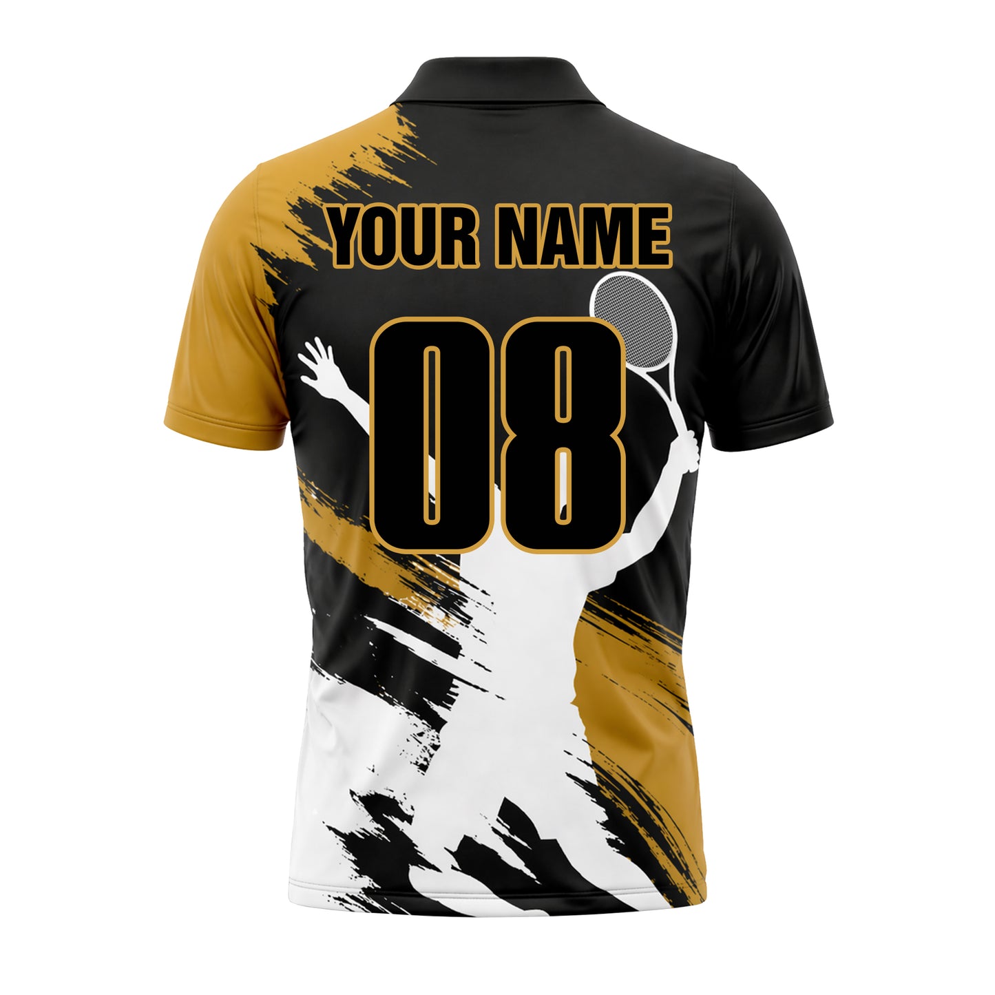 Custom Tennis Polo Black Gold
