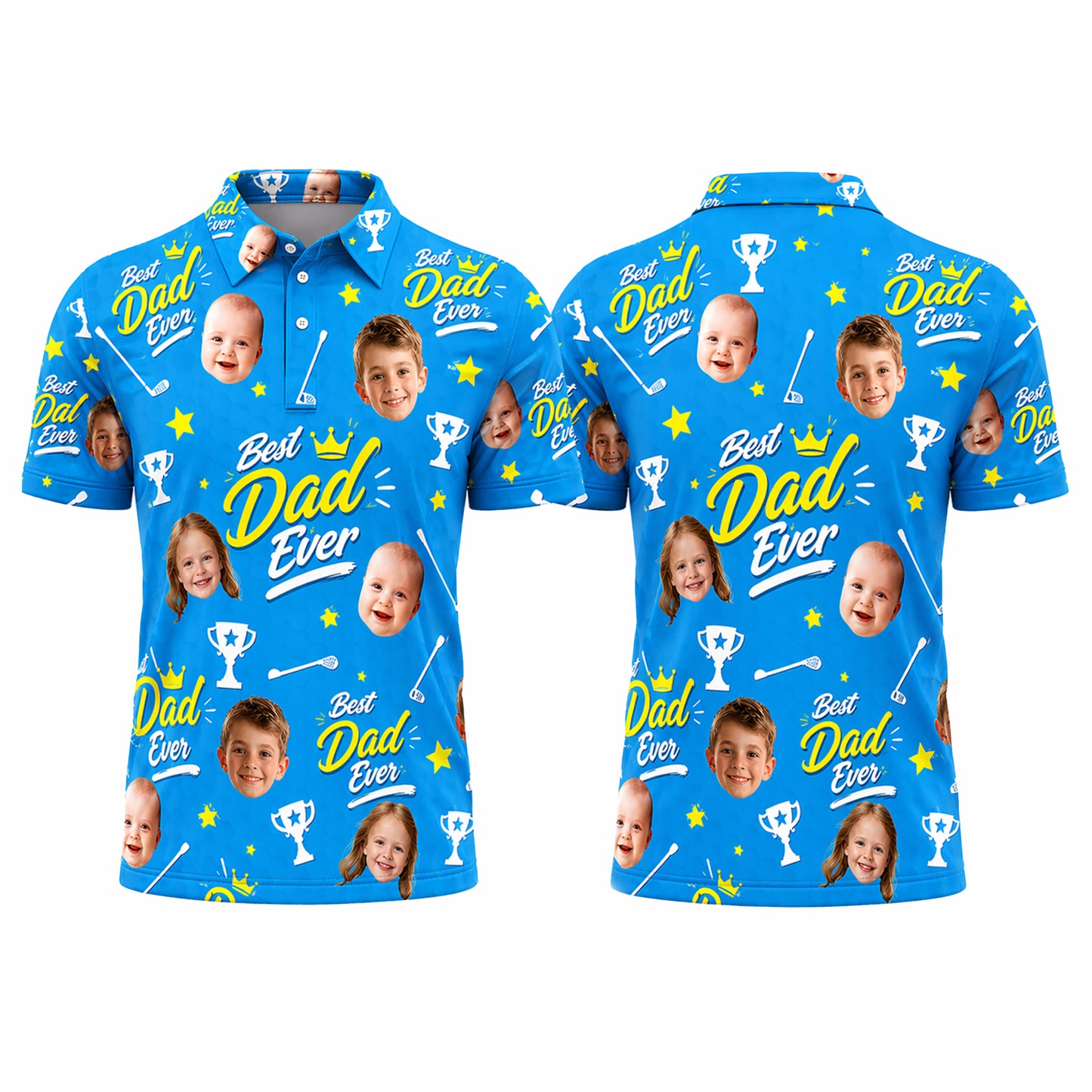 Custom Face Best Dad Ever Golf Polo