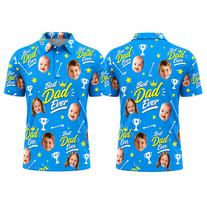 Custom Face Best Dad Ever Golf Polo
