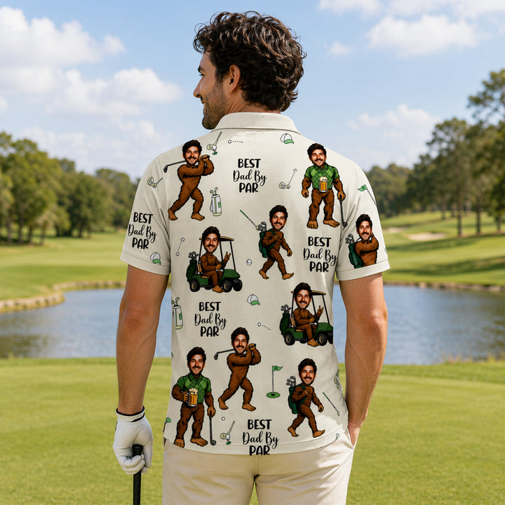 Custom Face Golf Dad By Par Polo Shirt