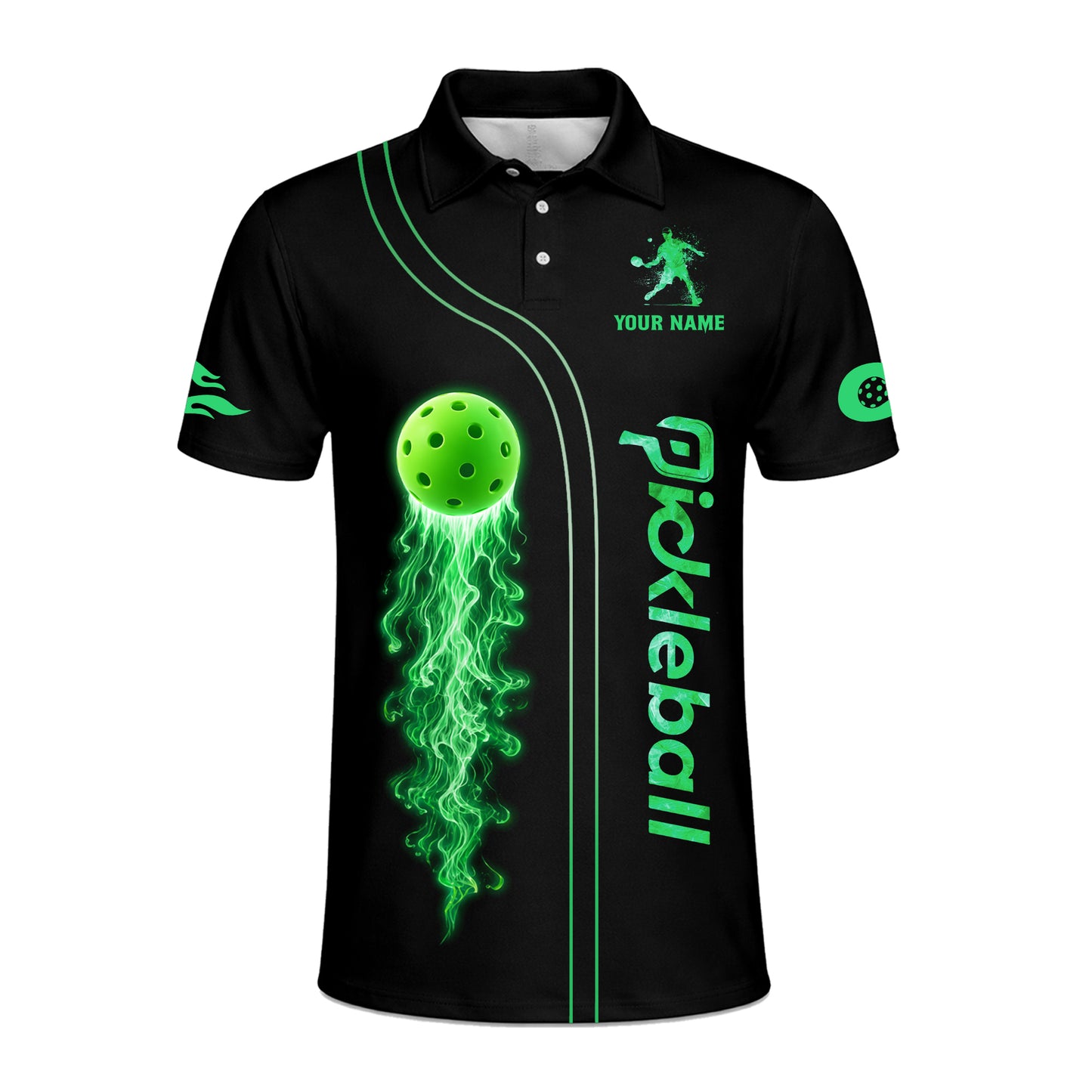 Custom Neon Fire Pickleball Polo