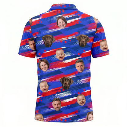 Custom American Flag Face Print Personalized Polo Shirt