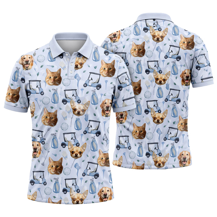 Custom Pet Face Golf Polo Shirt Personalized Photo