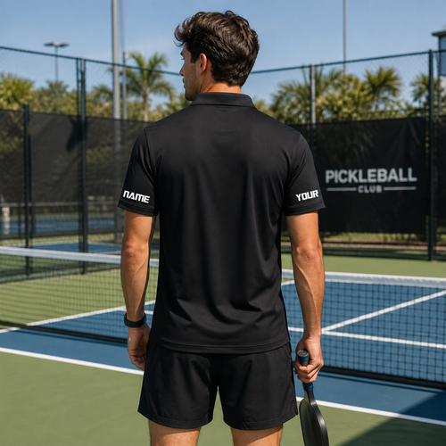 Custom Black Pickleball Polo Shirt