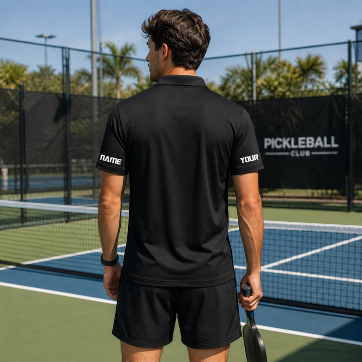 Custom Black Pickleball Polo Shirt