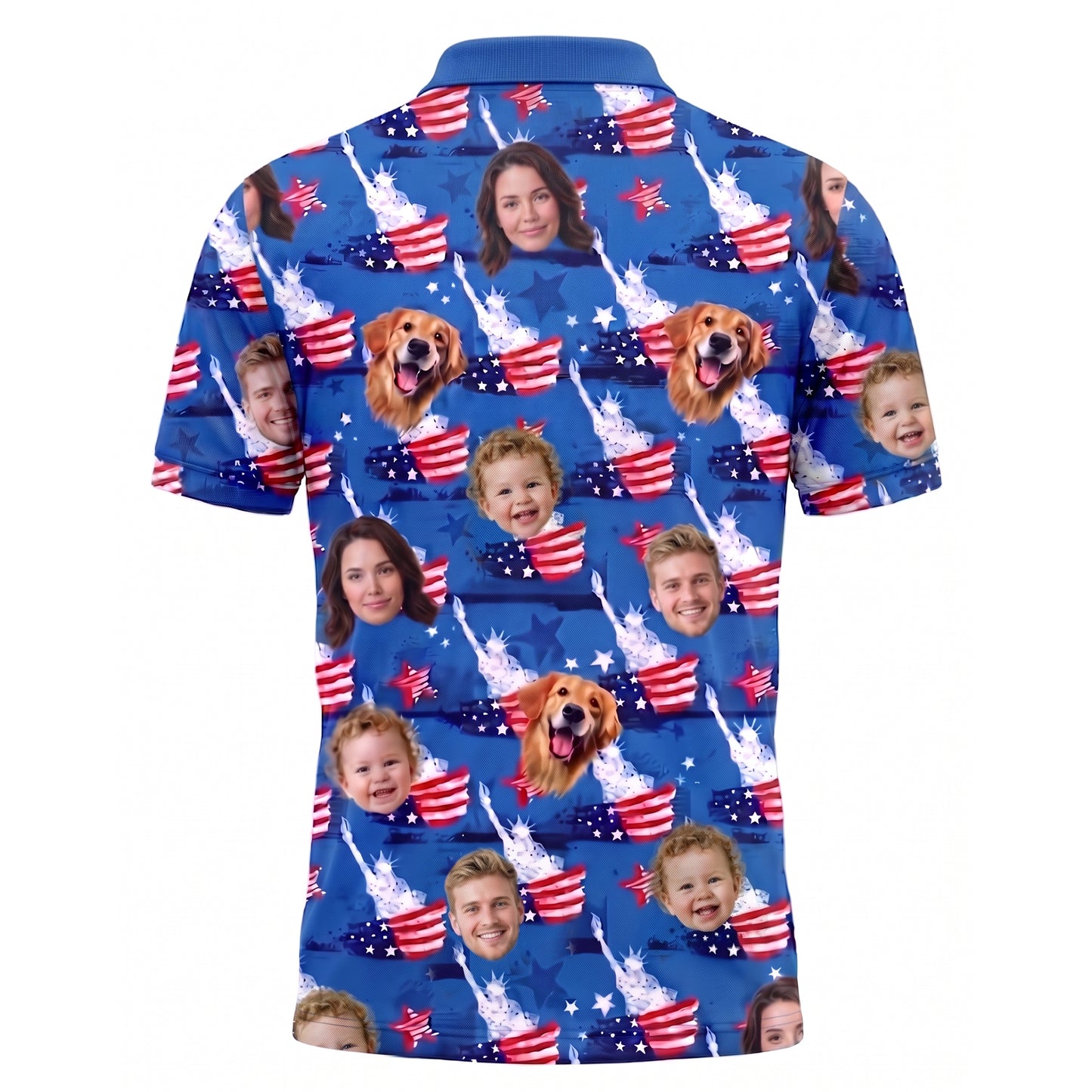 Custom Face American Flag Pickleball Polo Shirt