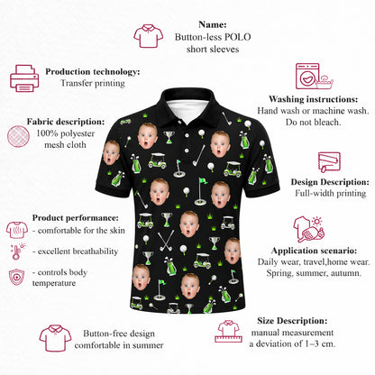 Custom Face Golf Pattern Men's Polo Black