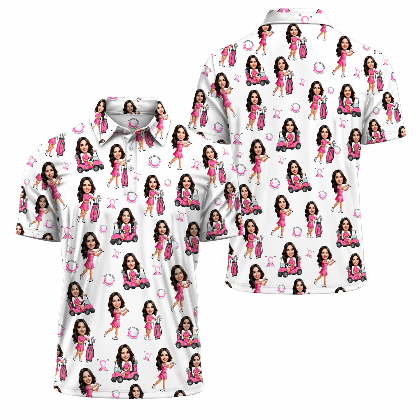 Women's Pink Ribbon Golf Polo Shirt