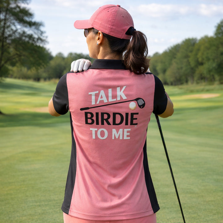 Women Golf Polo Shirt Funny Skeleton Golfer Talk Birdie To Me Custom Name Breathable Performance Polo