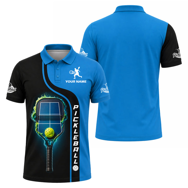 Personalized Pickleball Polo Shirt Blue & Black
