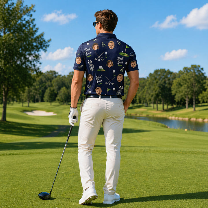 Custom Face Best Dad Golf Polo Shirt