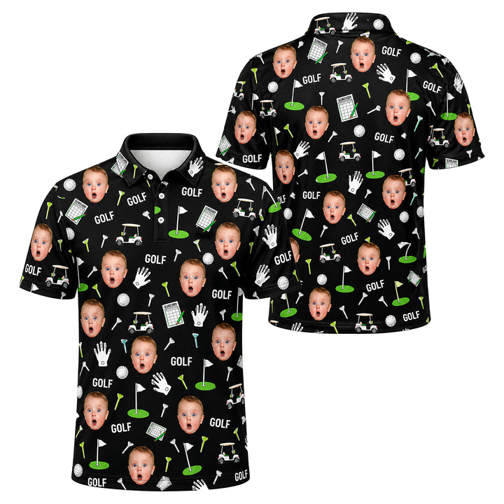 Custom Face Print Funny Golf Men's Personalized Polo
