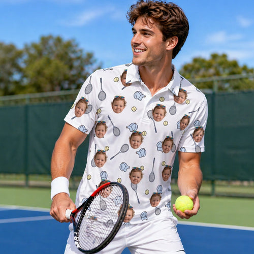 Custom Face Men's Tennis Polo Shirt Sporty Pattern
