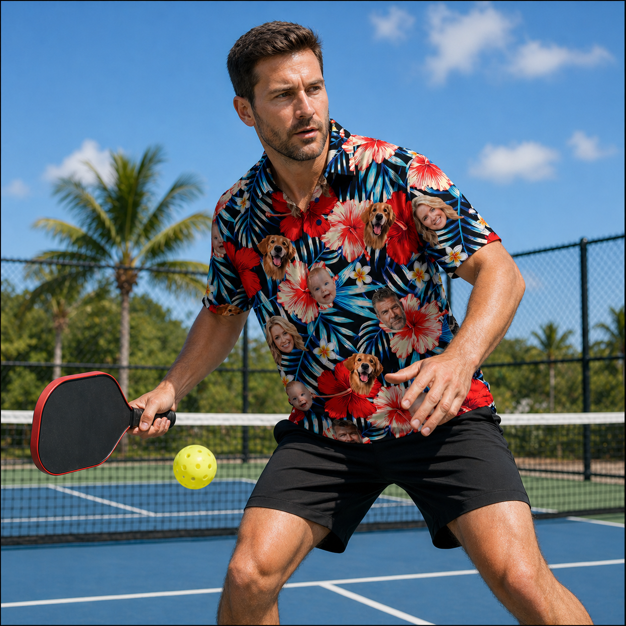 Custom Face Tropical Pickleball Shirt