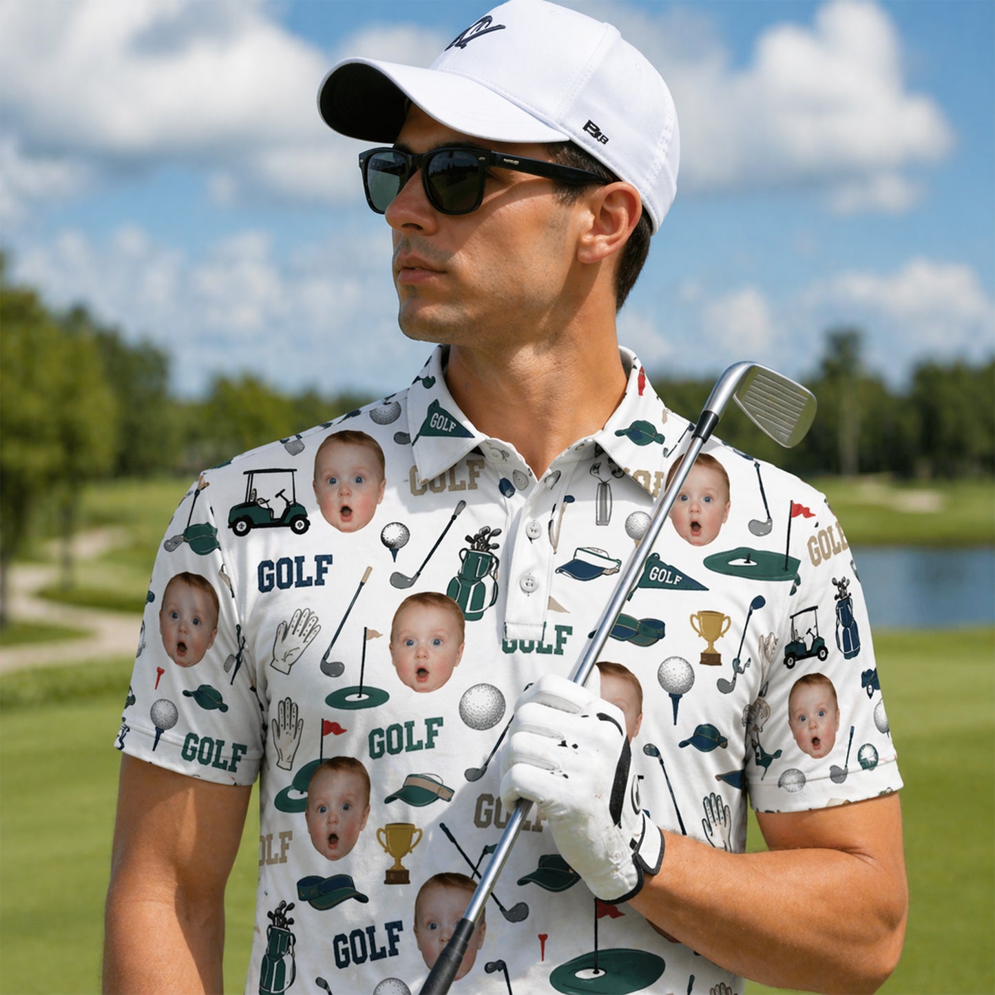 Funny Custom Face Golf Polo Shirt