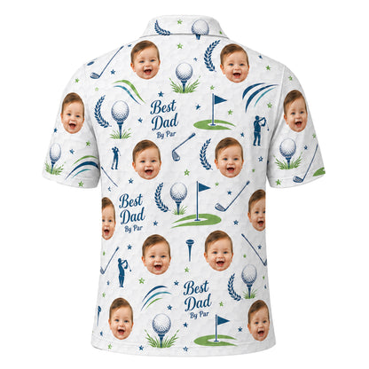 Custom Face Best Dad By Par Golf Polo