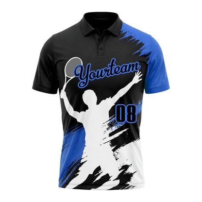 Custom Blue Tennis Polo Shirt Personalized Name Number