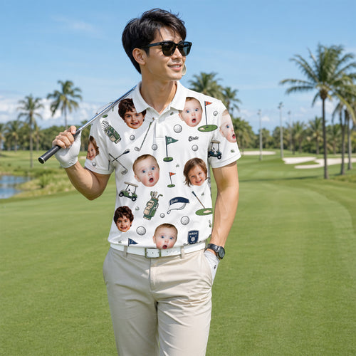 Funny Custom Face Golf Polo Shirt