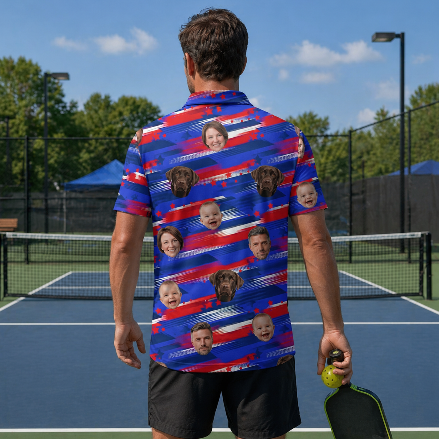 Custom American Flag Face Print Personalized Polo Shirt