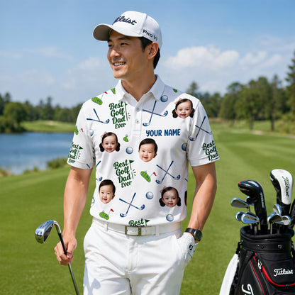 Custom Face Best Golf Dad Ever Polo