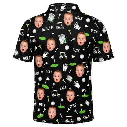 Custom Face Print Funny Golf Men's Personalized Polo