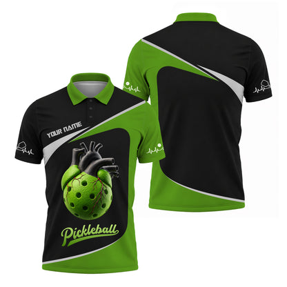 Custom Pickleball Heart Graphic Polo Shirt