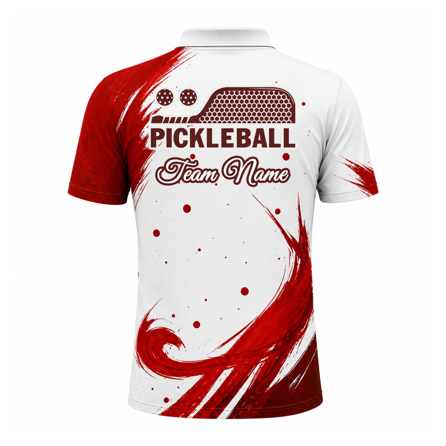 Custom Red Pickleball Team Polo Shirt
