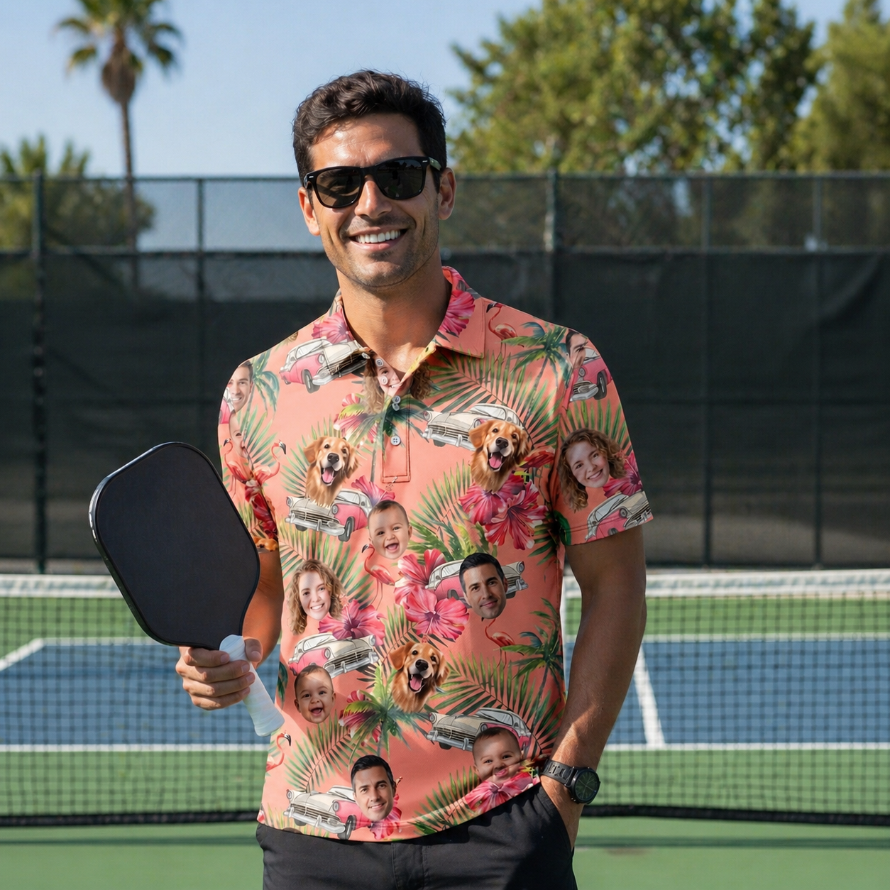 Custom Face Tropical Pickleball Shirt