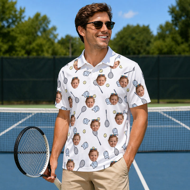 Custom Face Men's Tennis Polo Shirt Sporty Pattern