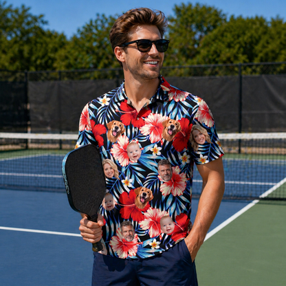 Custom Face Tropical Pickleball Shirt