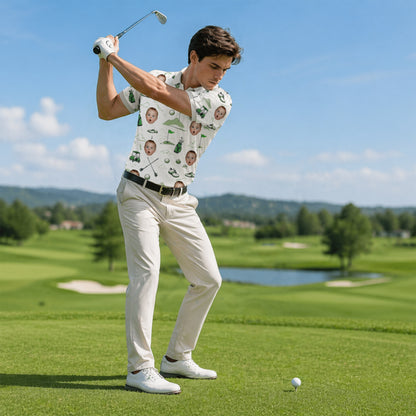Custom Face Golf Polo Shirt Funny All Over Print